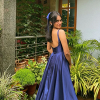 Simple Royal Blue A Line Satin Prom Evening Dresses  - Thumbnail 2