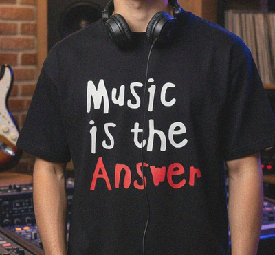 Free Shipping-MUSIC IS THE ANSWER TEE