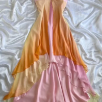 Ombre Chiffon Tiered Ruffles Evening Gowns - Thumbnail 1