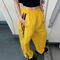 High Waist Stripe Casual Joggers Pants - Thumbnail 4