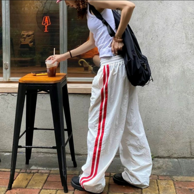 High waist stripe casual joggers pants