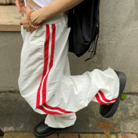 High Waist Stripe Casual Joggers Pants - Thumbnail 1