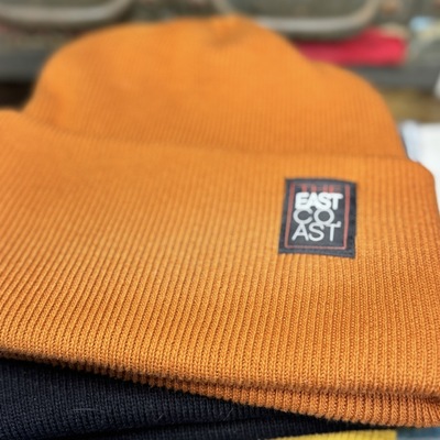 “who am i" beanie  (burnt orange skinny rib)