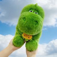 Green dinosaur holding hamburger plush toy - Thumbnail 2