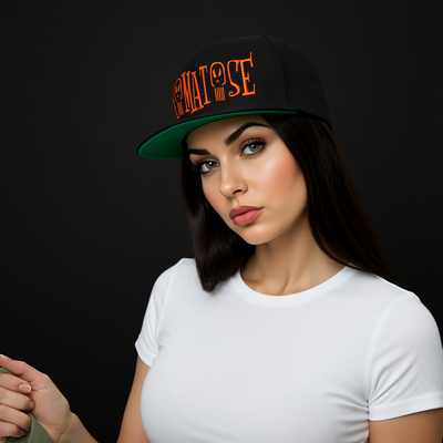 Orange embroidered "komatose" snapback