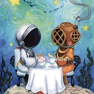 Farthest explorers: tea time 8x10 print