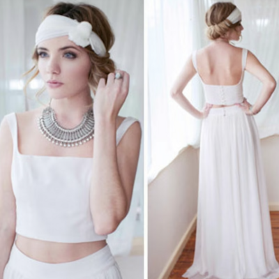 Two piece wedding dresses simple bridal gown