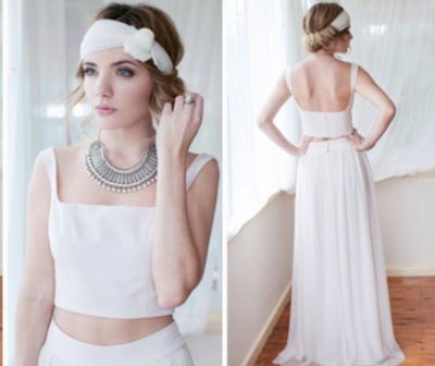 Two Piece Wedding Dresses Simple Bridal Gown