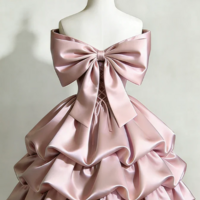 Cute Off Shoulder Pink Stain Short Prom Dresses - Thumbnail 1