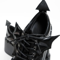 Devil Wing Platform Leather Shoes - Thumbnail 2