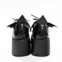 Devil Wing Platform Leather Shoes - Thumbnail 1