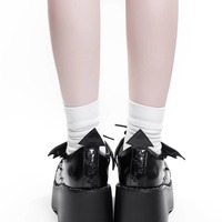 Devil Wing Platform Leather Shoes - Thumbnail 7