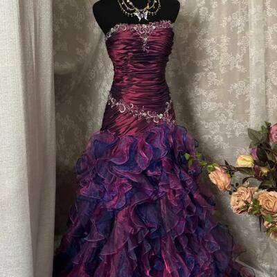 Vintage prom dress outfit mermaid strapless dark purple ruched long 90s prom dresses formal evening gowns
