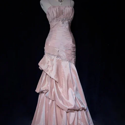 Elegant sheath satin long evening dress prom gown with beaded - Thumbnail 2