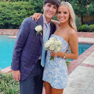 Strapless cute print blue short homecoming dress - Thumbnail 1