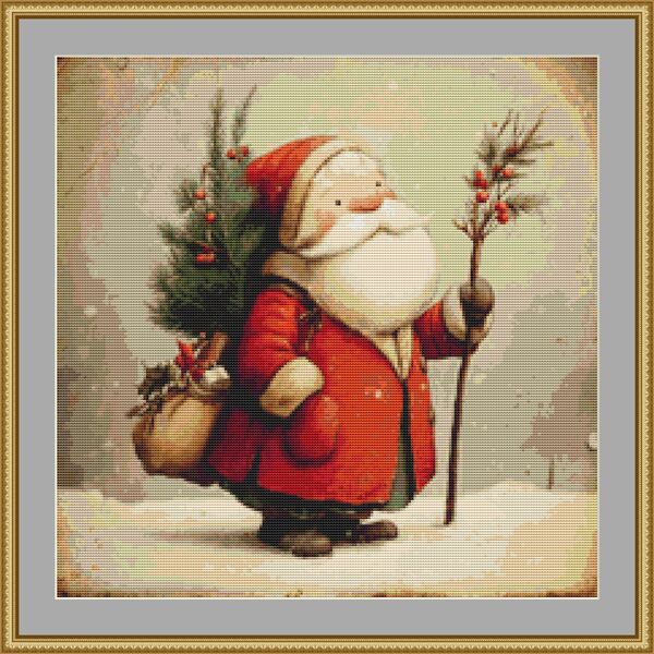 Vintage Santa 3 Cross Stitch Pattern
