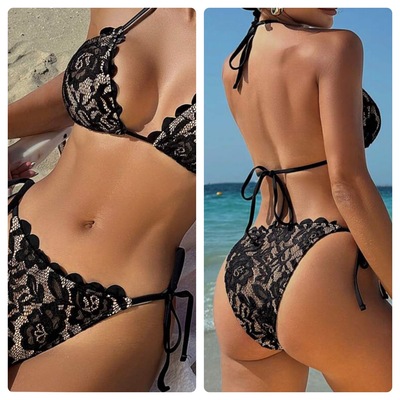 Scalloped Lace Bikini-TD