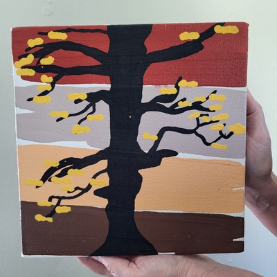 Black and yellow tree 10" x 10"