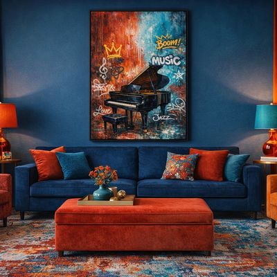 Urban piano graffiti wall art print