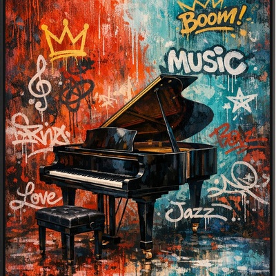 Urban piano graffiti wall art print