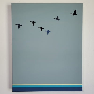 Geese - original painting, rectangle