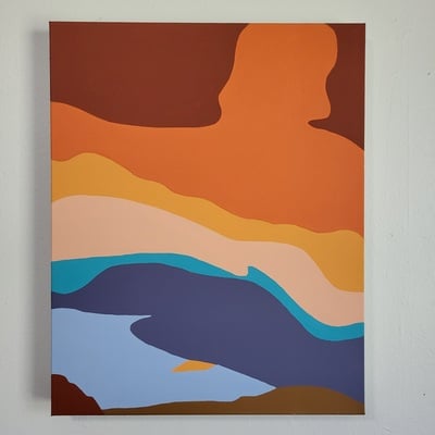 Agent orange sunrise - original painting, rectangle