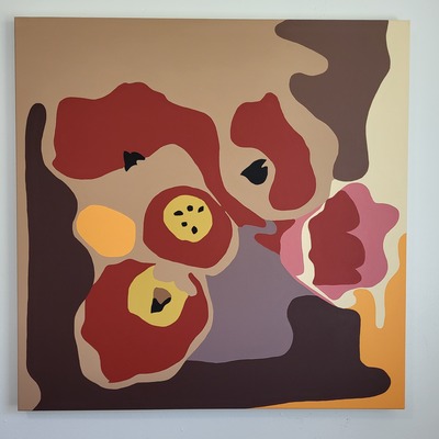 Blood Flowers - original painting, square