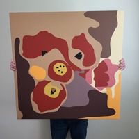 Blood Flowers - original painting, square - Thumbnail 1