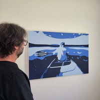 Blue Wave - original painting, rectangle  - Thumbnail 3