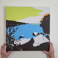Shoreline with Green and Blue 20" x 20" - Thumbnail 1