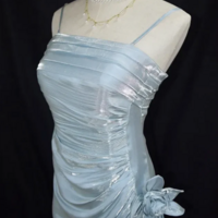 Spaghetti Strap Sky Blue Asymmetrical Hem Long Evening Dress  - Thumbnail 2