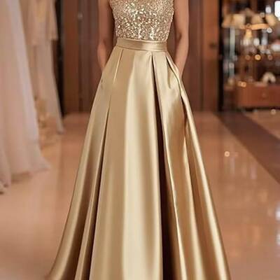 Elegant champagne a line mother of bride/groom dress evening formal gowns 