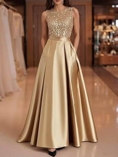Elegant Champagne A Line Mother of Bride/Groom Dress Evening Formal Gowns 