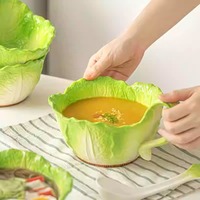 Creative Jade Cabbage Ceramic Bowl - Thumbnail 4