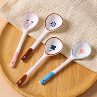 4PCS/SET Japanese-inspired Patterns Ceramic Soup Spoons - Thumbnail 1
