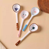 4PCS/SET Japanese-inspired Patterns Ceramic Soup Spoons - Thumbnail 3