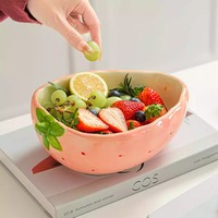 Straweberry Ceramic Salad Bowl - Thumbnail 3