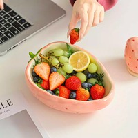 Straweberry Ceramic Salad Bowl - Thumbnail 1