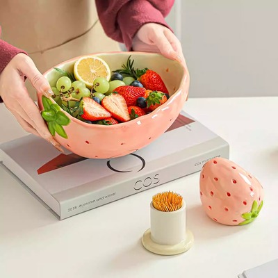 Straweberry ceramic salad bowl