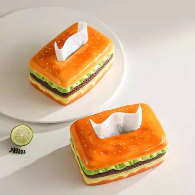 Hamburger-shaped tissue box holder