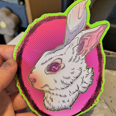 Xl white rabbit sticker