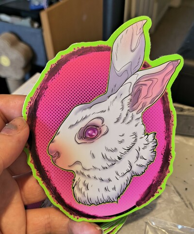 XL white rabbit sticker
