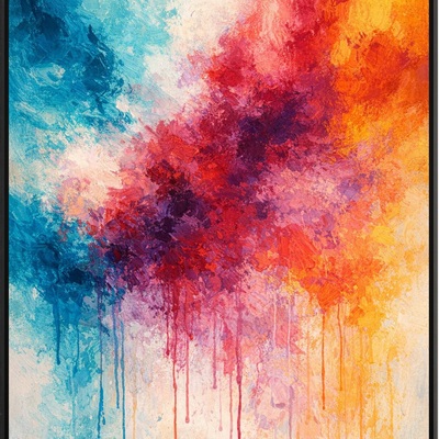 Vibrant dripping abstract wall art print modern colorful home decor