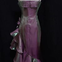 Spaghetti Strap Purple Ruffled Long Evening Dresses - Thumbnail 1