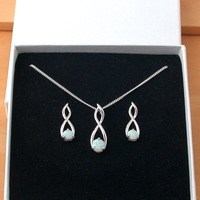BOXED GIFT SET/Sterling Silver White Opal Pendant & Chain/Opal Necklace/Opal Jewellery/Opal Jewelry/October Birthstone/UK - Thumbnail 9