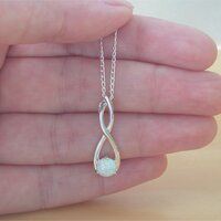 BOXED GIFT SET/Sterling Silver White Opal Pendant & Chain/Opal Necklace/Opal Jewellery/Opal Jewelry/October Birthstone/UK - Thumbnail 3