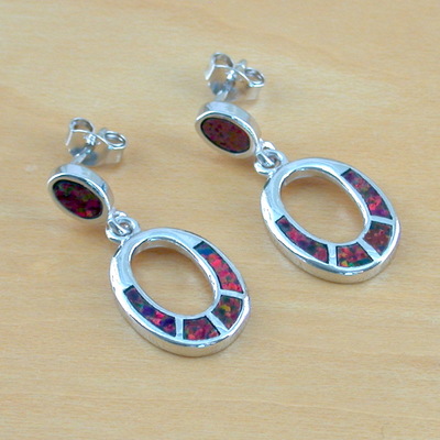 Sterling silver fire opal hoop stud earrings/opal earrings/opal jewellery/fire opal jewelry/hoop earrings/october birthstone/uk