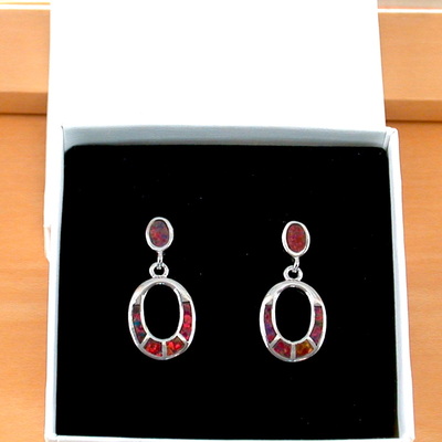 Boxed gift/sterling silver fire opal hoop stud earrings/opal earrings/opal jewellery/fire opal jewelry/hoop earrings/october birthstone/uk