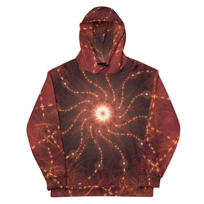 Cosmic radiance: a symmetric light burst hoodie