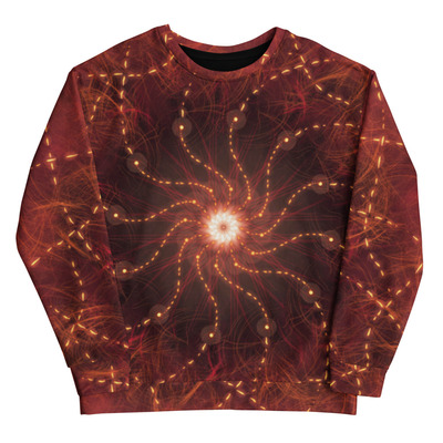 Cosmic radiance: a symmetric light burst sweatshirt